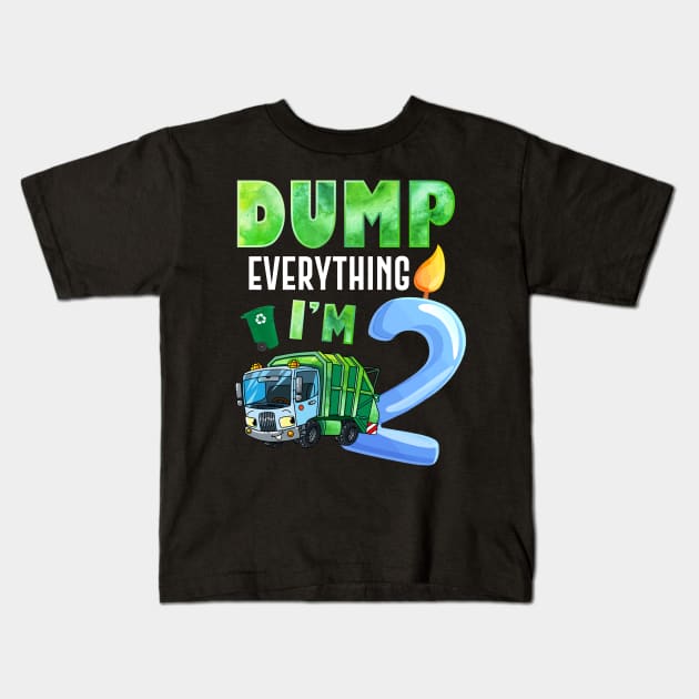 Recycling Trash 2 Years Old Garbage Truck 2nd Birthday Kids Kids T-Shirt by ReneeShitd